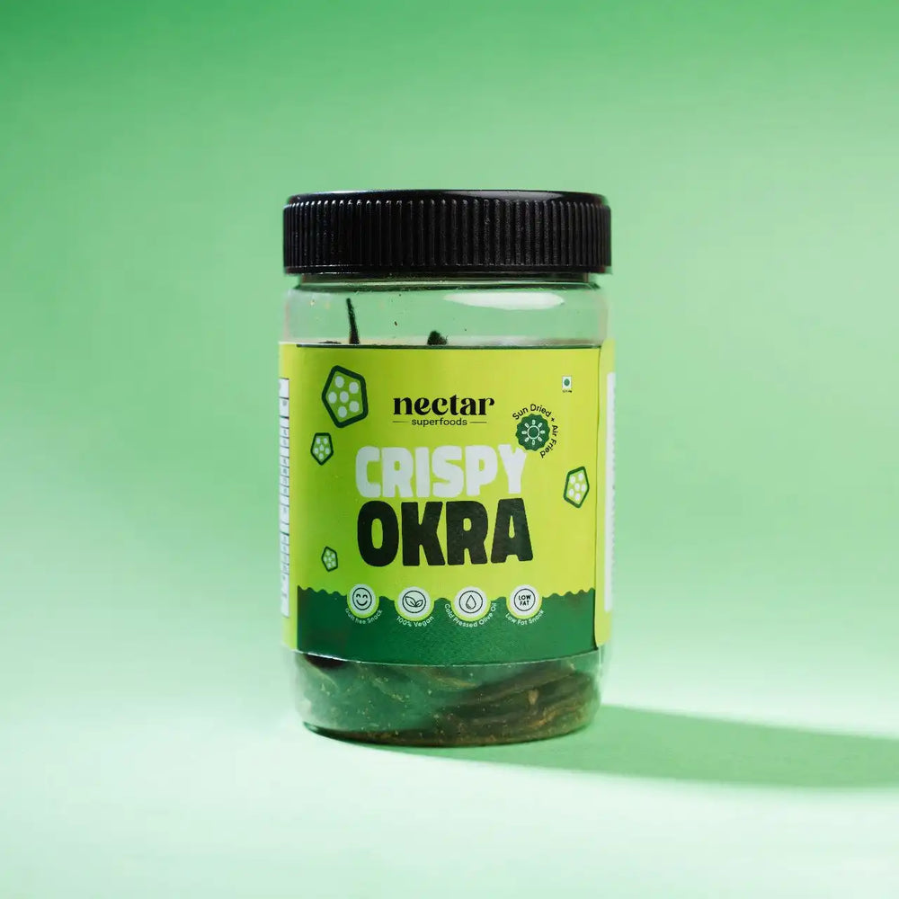 NECTAR SUPERFOODS- SUN DRIED AIR FRIED CRISPY OKRA CHIPS- PACK OF 3 UNITS 40 GM EACH - EarthBased 