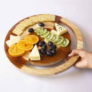 Two-Hued Mango Wood Cheese Platter - EarthBased 