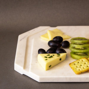 White Furrow Marble Cheese Platter - EarthBased 