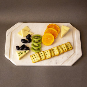 White Furrow Marble Cheese Platter - EarthBased 