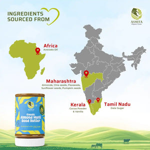 Classic Almond Multiseed Butter - 250 gm | Asmita Organic Farms - EarthBased 