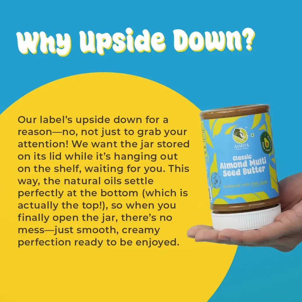 Classic Almond Multiseed Butter - 250 gm | Asmita Organic Farms - EarthBased 