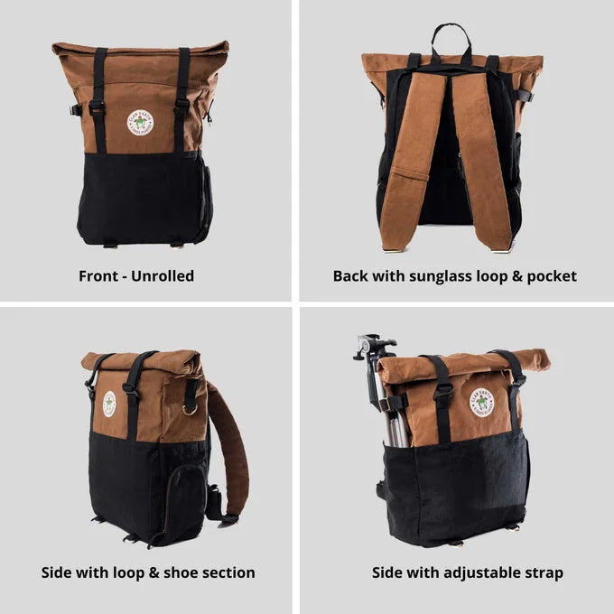 Pangolin Backpack- Camel Brown & Charcoal Black | Clan Earth - EarthBased 