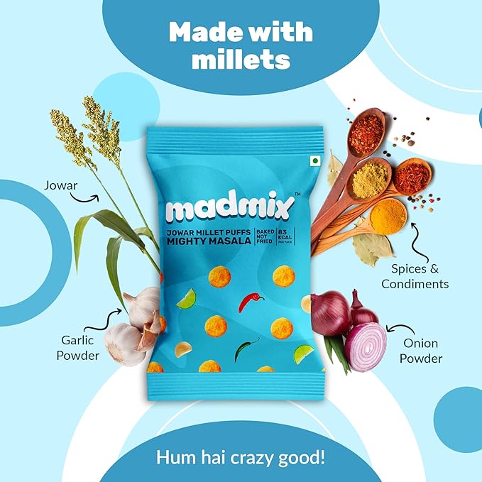 Jowar Millet Puffs Mighty Masala | Pack of 10 - EarthBased 