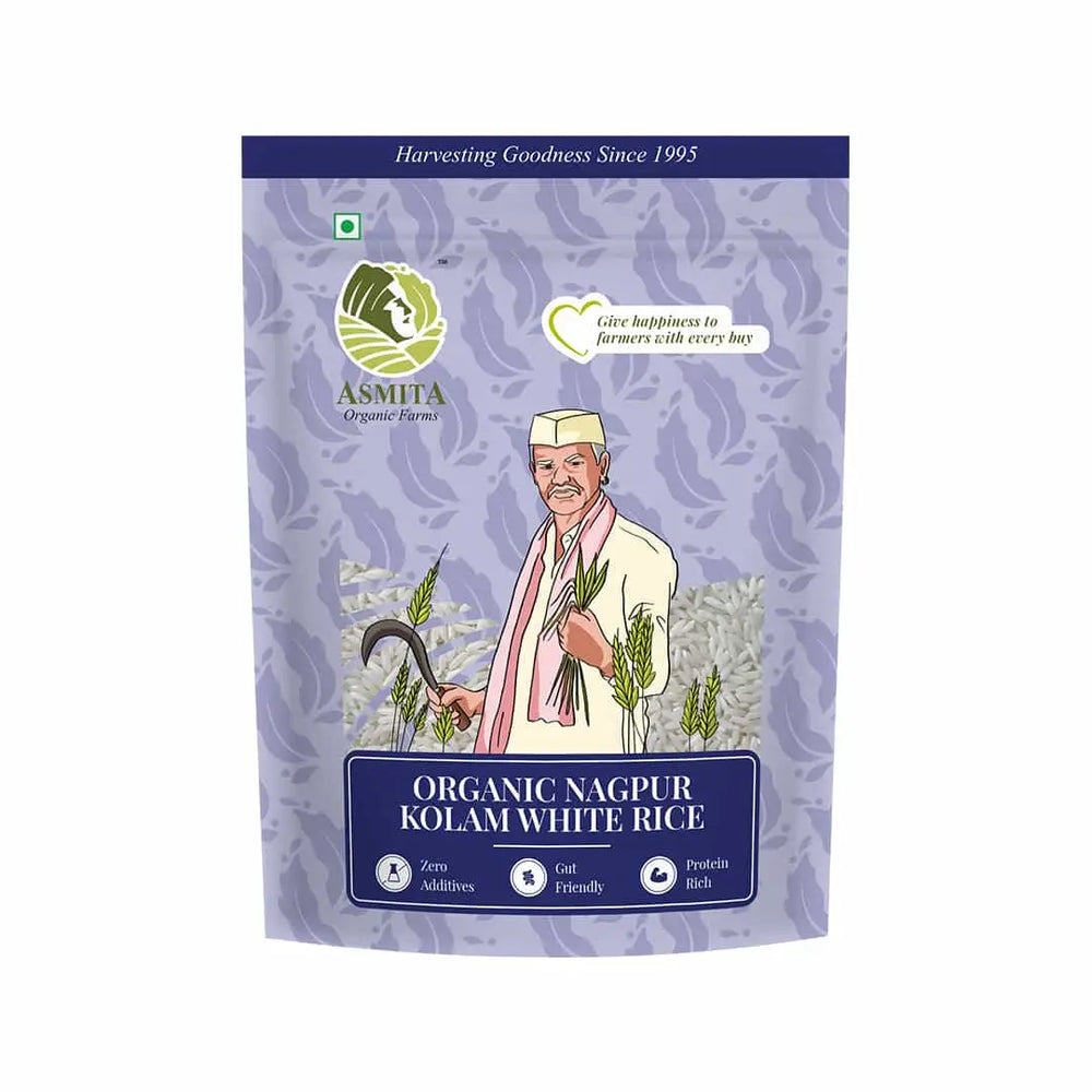 Organic Kolam White Rice - 1 kg - EarthBased 