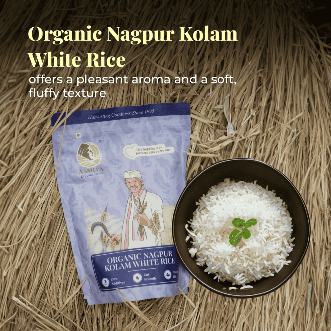 Organic Kolam White Rice - 1 kg packs - EarthBased 
