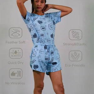 Happy Thoughts Print T-shirt & Shorts Set in Air Blue | Playout - EarthBased 