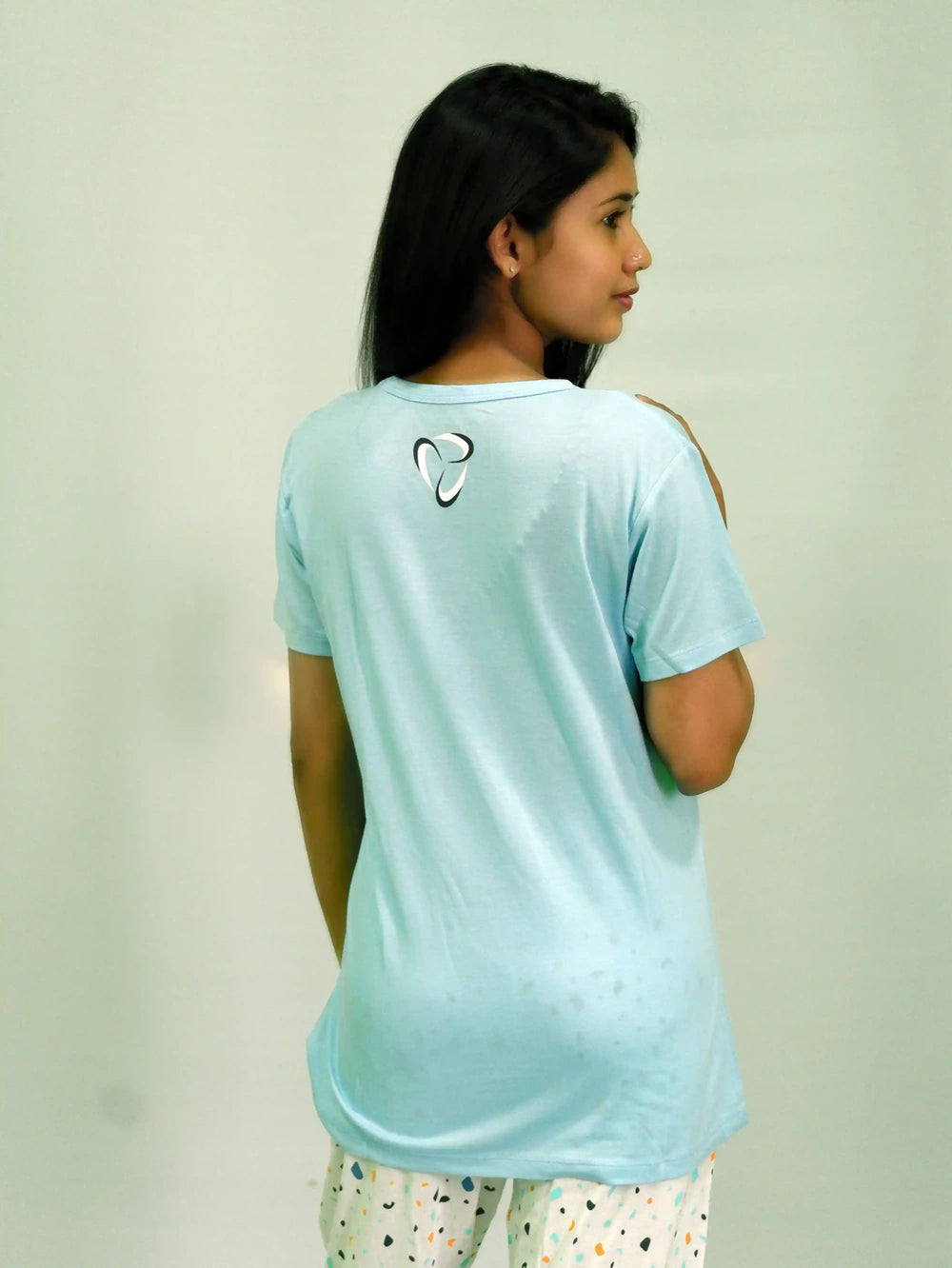 Chillax Print Air Blue T-shirt & Tofu Pant Night Dress | Playout - EarthBased 