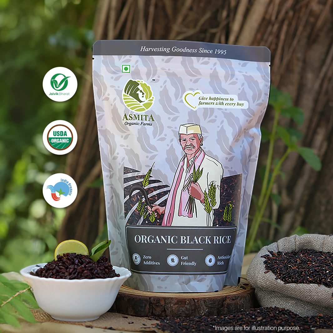 Organic Black Rice - 1KG | Kavuni | Asmita Organic Farms - EarthBased 