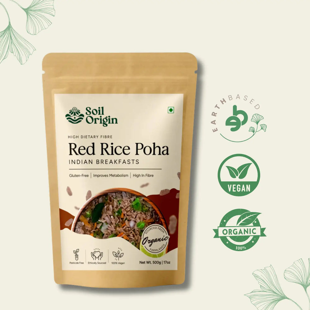 Red Rice Poha (Flakes) by Soil Origin | Pack of 3 - EarthBased 