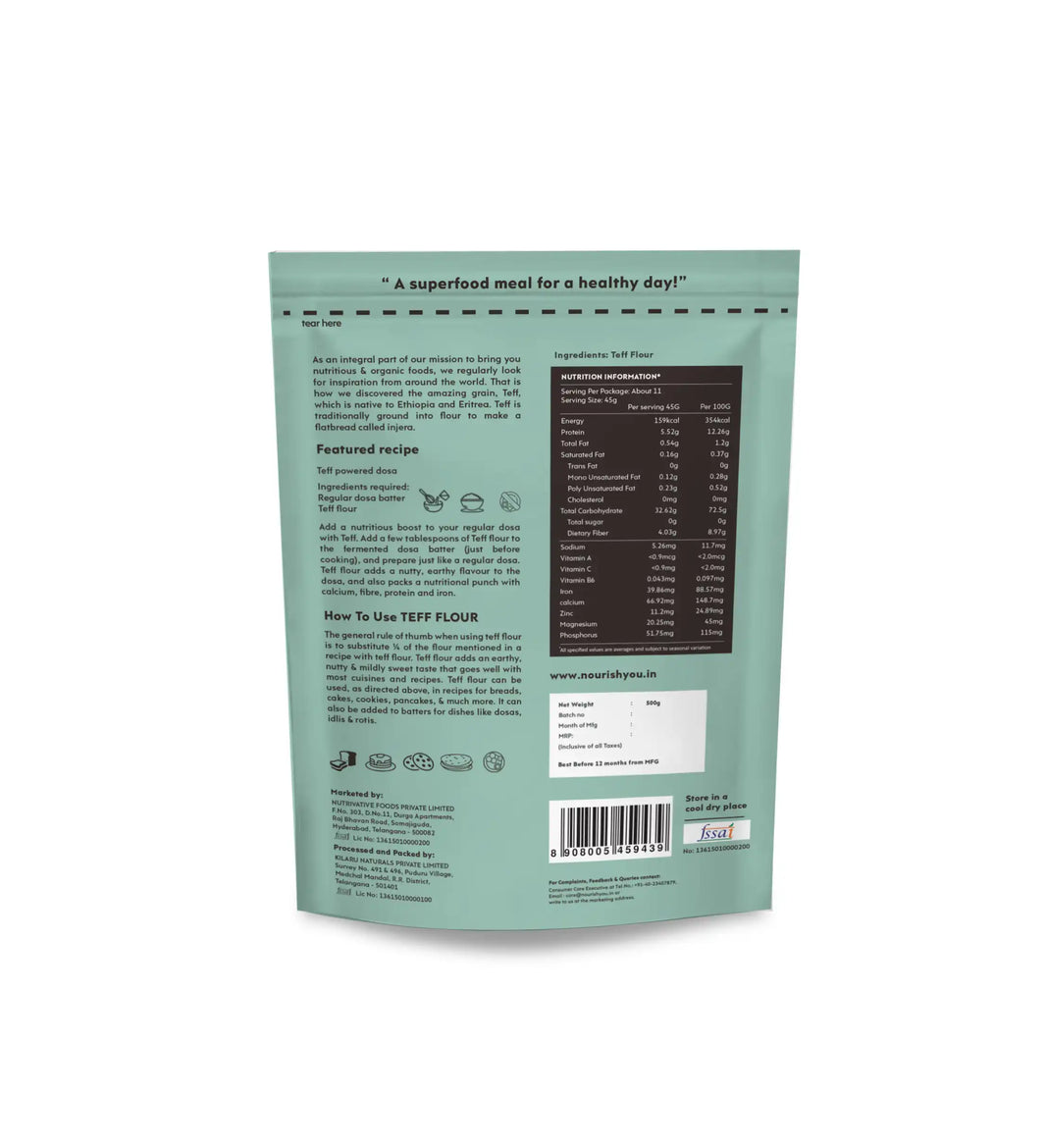 Nourish You TEFF FLOUR 500G - EarthBased 