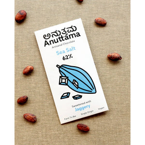 ANUTTAMA | Dark Chocolate | 62% Cocoa | Gift Pack Diwali Gift | Sea Salt | Natural Jaggery Sweetened | Handmade Chocolate | No Preservatives | Vegan | Natural Chocolate Bar 50 gm - EarthBased 
