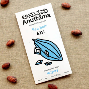 ANUTTAMA | Dark Chocolate | 62% Cocoa | Gift Pack Diwali Gift | Sea Salt | Natural Jaggery Sweetened | Handmade Chocolate | No Preservatives | Vegan | Natural Chocolate Bar 50 gm - EarthBased 