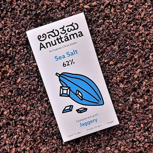ANUTTAMA | Dark Chocolate | 62% Cocoa | Gift Pack Diwali Gift | Sea Salt | Natural Jaggery Sweetened | Handmade Chocolate | No Preservatives | Vegan | Natural Chocolate Bar 50 gm - EarthBased 