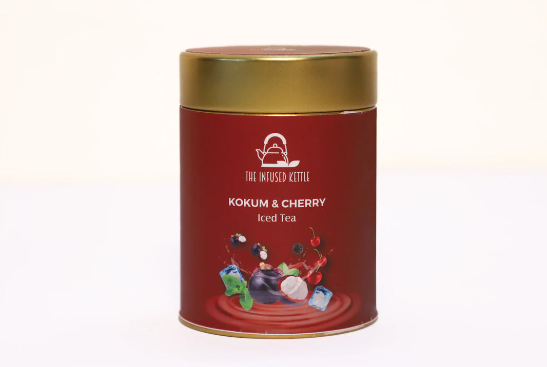 The Infused Kettle Premium Kokum & Cherry Iced Tea, Loose Black Tea Leaves Infused with Kokum, Cherry, Black Pepper & Mint, Low Caffeine Chai - EarthBased 