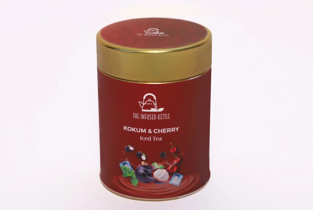 The Infused Kettle Premium Kokum & Cherry Iced Tea, Loose Black Tea Leaves Infused with Kokum, Cherry, Black Pepper & Mint, Low Caffeine Chai - EarthBased 