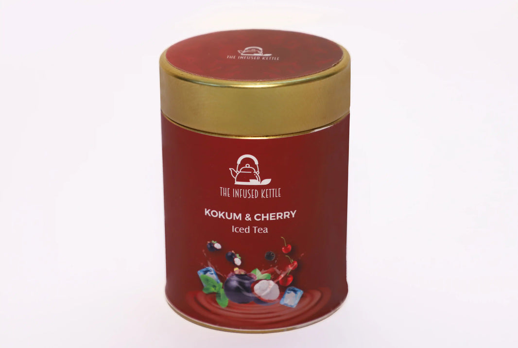 The Infused Kettle Premium Kokum & Cherry Iced Tea, Loose Black Tea Leaves Infused with Kokum, Cherry, Black Pepper & Mint, Low Caffeine Chai - EarthBased 