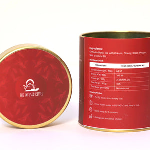 The Infused Kettle Premium Kokum & Cherry Iced Tea, Loose Black Tea Leaves Infused with Kokum, Cherry, Black Pepper & Mint, Low Caffeine Chai - EarthBased 