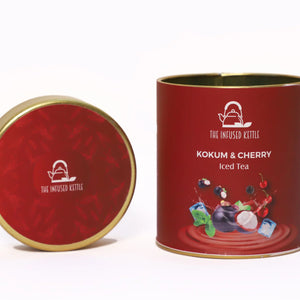 The Infused Kettle Premium Kokum & Cherry Iced Tea, Loose Black Tea Leaves Infused with Kokum, Cherry, Black Pepper & Mint, Low Caffeine Chai - EarthBased 