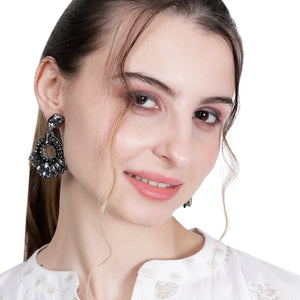 Black & Silver Crystals Midnight Bling Earrings – Elegant Sparkling Design with Stunning Contrast for a Glamorous Touch to Any Outfit - EarthBased 