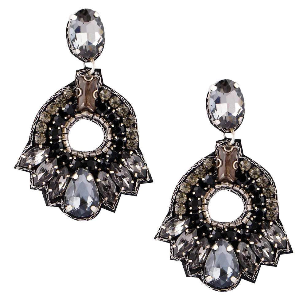 Black & Silver Crystals Midnight Bling Earrings – Elegant Sparkling Design with Stunning Contrast for a Glamorous Touch to Any Outfit - EarthBased 