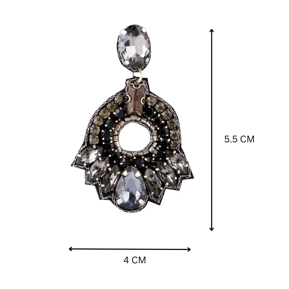 Black & Silver Crystals Midnight Bling Earrings – Elegant Sparkling Design with Stunning Contrast for a Glamorous Touch to Any Outfit - EarthBased 