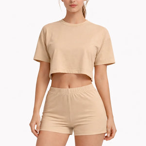 Bamboo Fabric Mid Rise Shorts | Beige and Mauve | Pack of 2 - EarthBased 