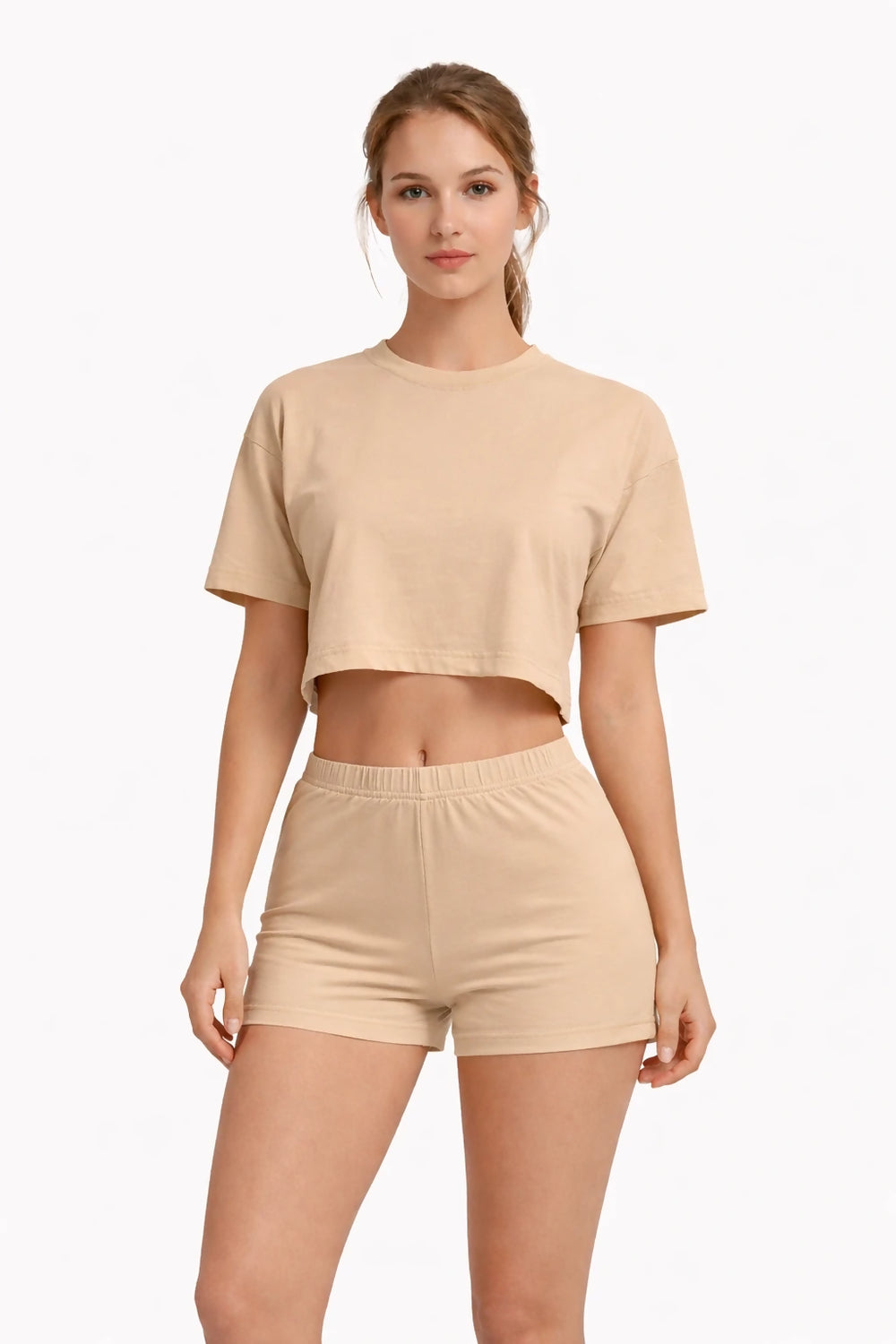 Bamboo Fabric Mid Rise Shorts | Beige and Mauve | Pack of 2 - EarthBased 