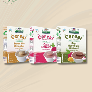 TummyFriendly Foods Certified Organic Stage2 Sprouted Porridge Mixes Combo Pack |Sprouted Ragi, Brown Rice, Oats, Dal & Vegetable | 200g Each, Cereal (600 g, Pack of 3) - EarthBased 