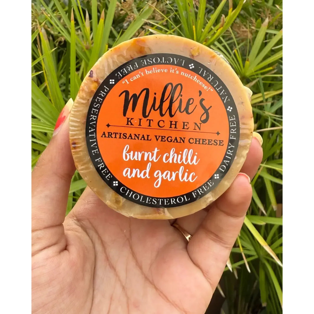 Burnt Red Chili and Garlic Wheel | Millie's Vegan Cheese - EarthBased 