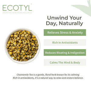 Ecotyl Chamomile Tea | Calming Herbal Tea | Supports Sleep & Relaxation | 25g - EarthBased 