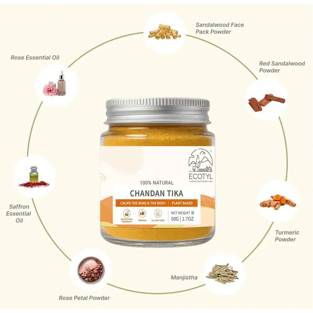 Ecotyl Chandan Teeka | Natural Sandalwood Teeka | Puja & Meditation | 2 x 50g - EarthBased 