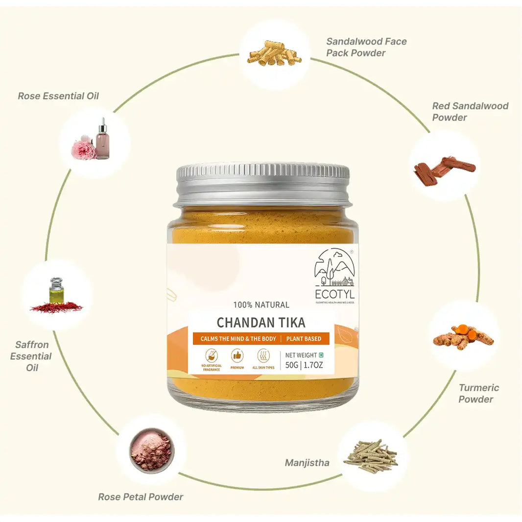 Ecotyl Chandan Teeka | Natural Sandalwood Teeka | Puja & Meditation | 2 x 50g - EarthBased 