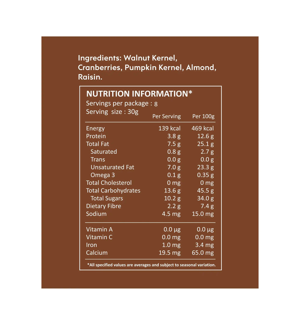 Nourish You CRANBERRY WALNUT NUTMIX 250G - EarthBased 