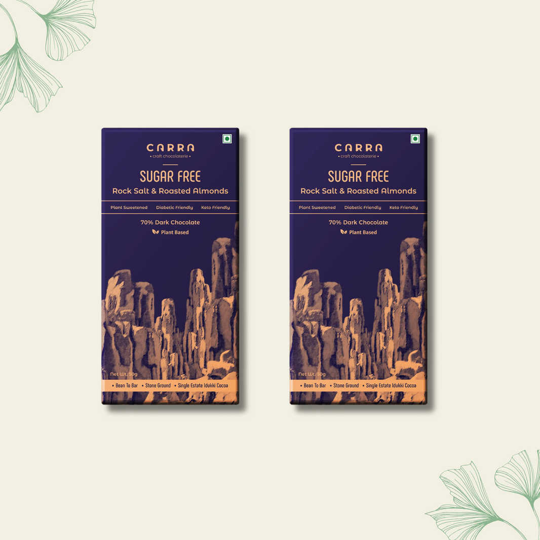 CARRA Rock Salt & Roasted Almonds in 70% Dark Chocolate 50G - EarthBased 
