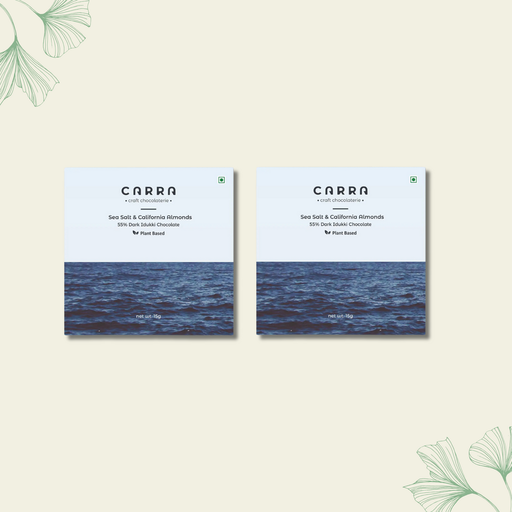 CARRA Sea Salt & California Almonds in 55% Dark Chocolate 15G - EarthBased 