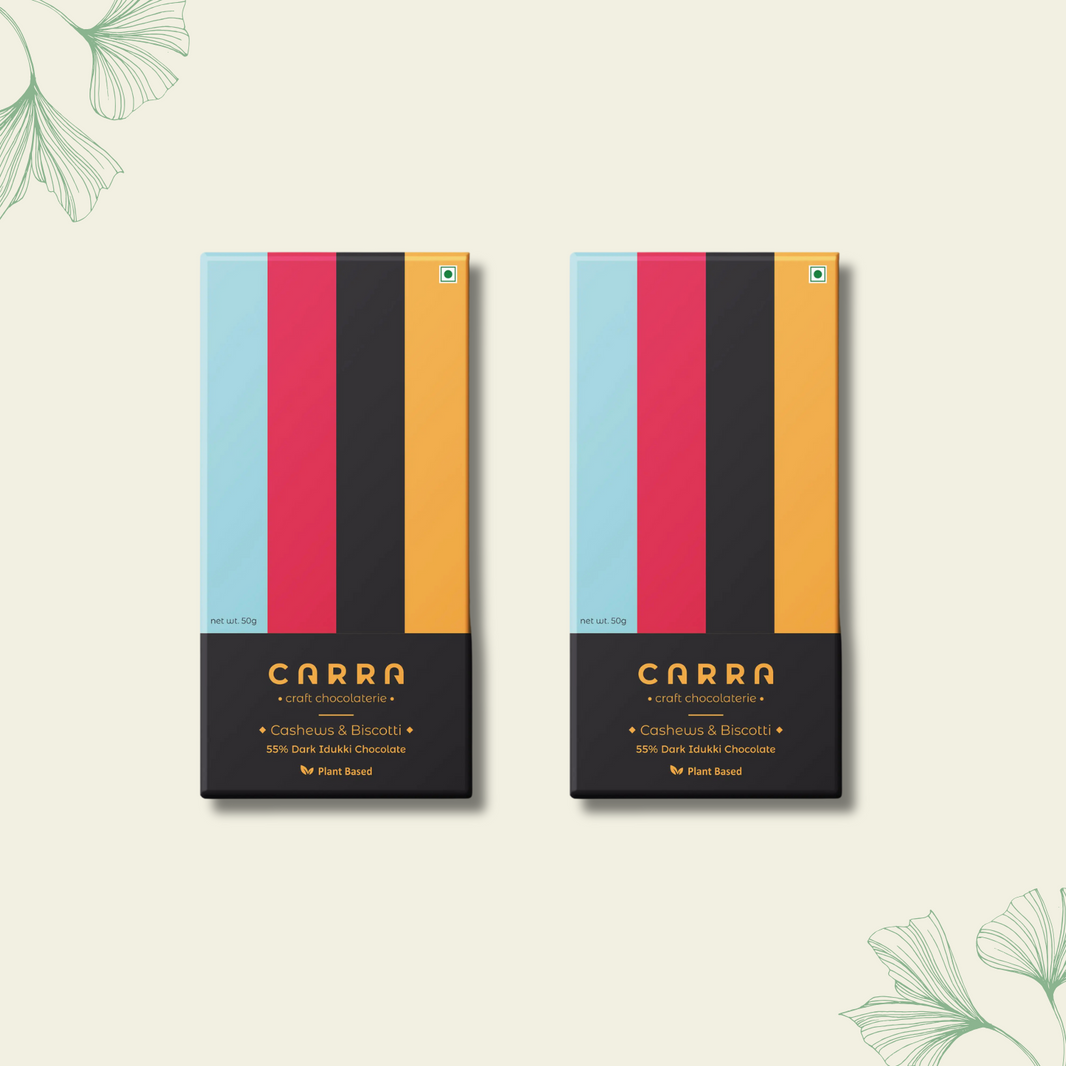 CARRA Cashews & Biscotti in 55% Dark Chocolate 50G - EarthBased 
