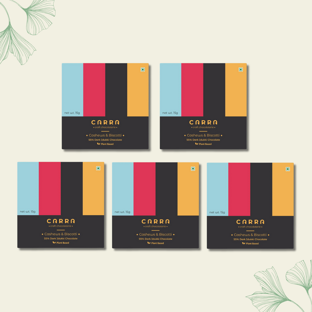 CARRA Cashews & Biscotti in 55% Dark Chocolate 15G - EarthBased 