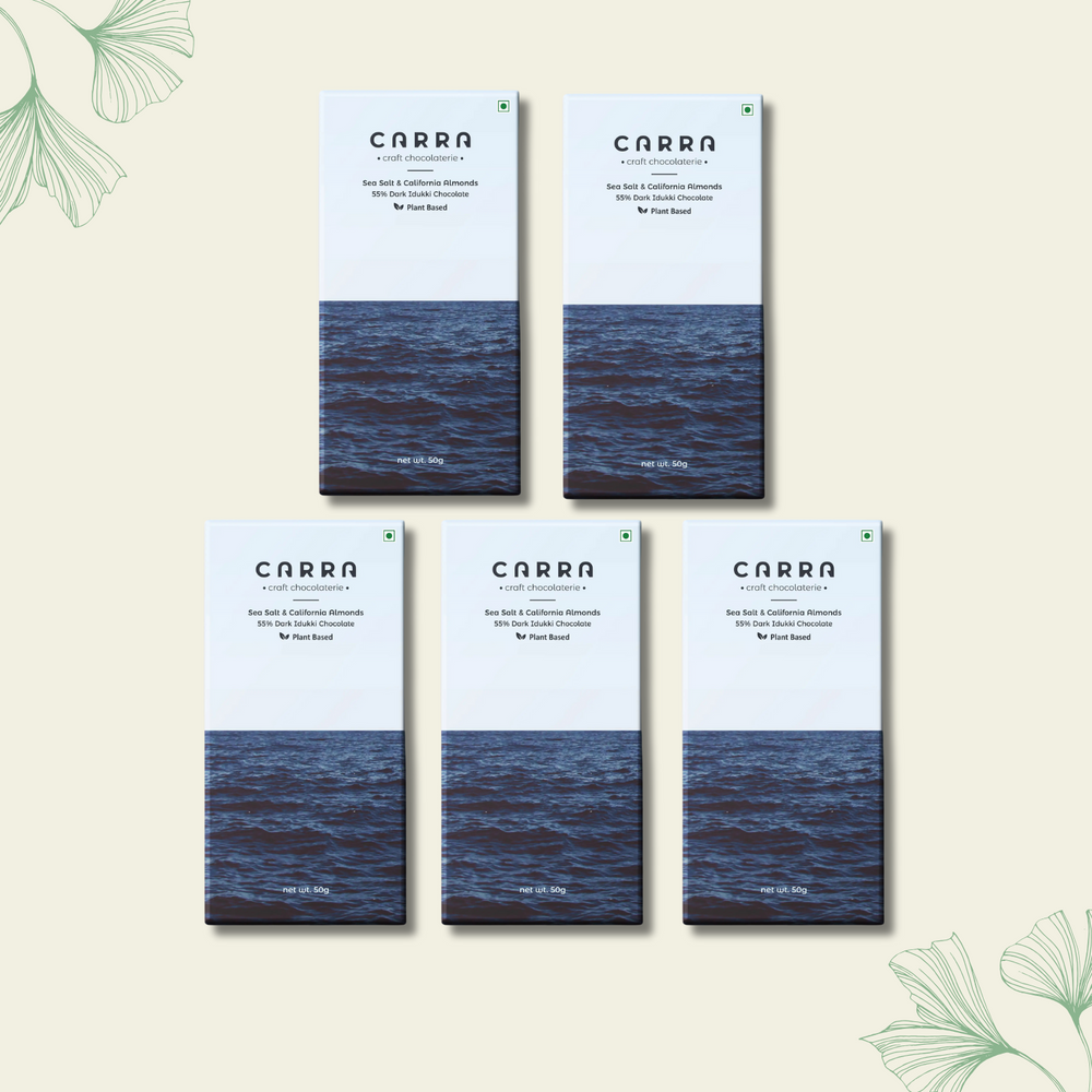 CARRA Sea Salt & California Almonds in 55% Dark Chocolate 50G - EarthBased 