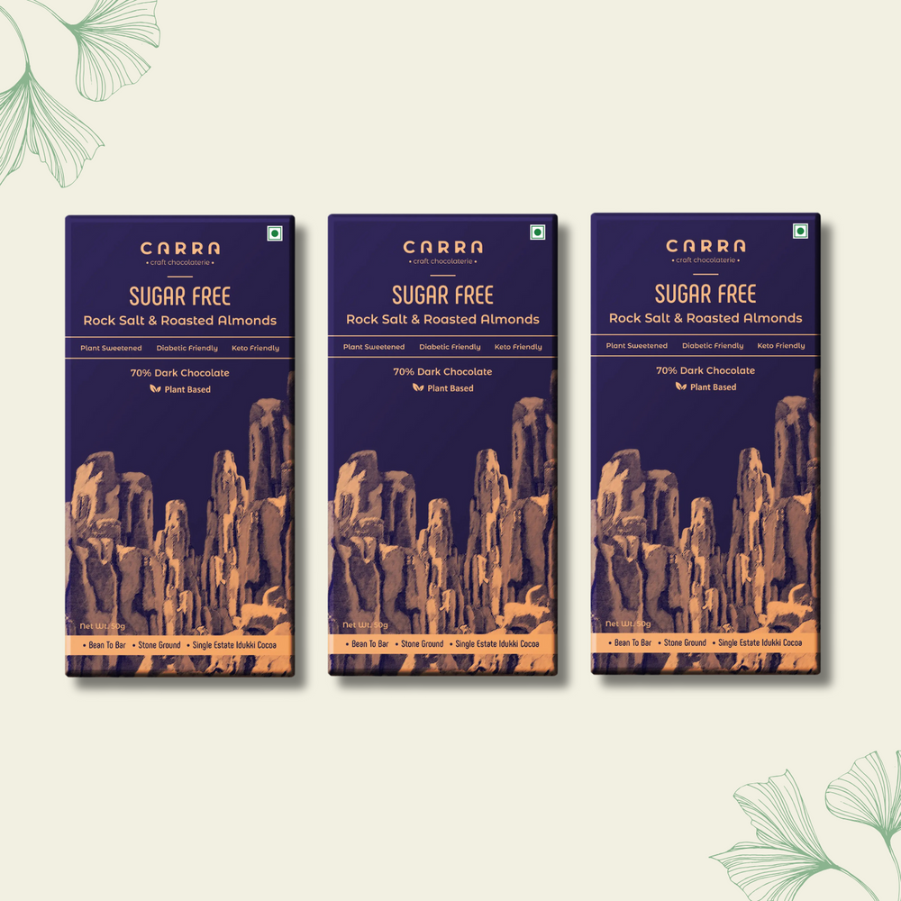 CARRA Rock Salt & Roasted Almonds in 70% Dark Chocolate 50G - EarthBased 