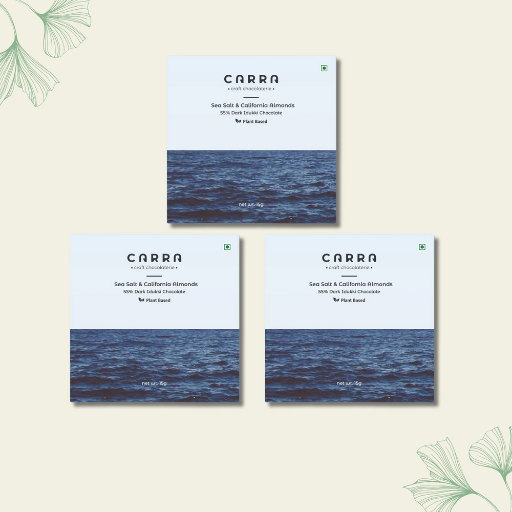 CARRA Sea Salt & California Almonds in 55% Dark Chocolate 15G - EarthBased 