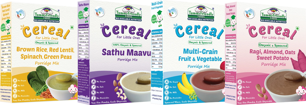 TummyFriendly Foods Organic Certified Stage3 Sprouted Porridge Mixes Combo - 4 Packs With Brown Rice | Organic Baby Food for 8 Months Old Baby |4 Packs, 200g Each - EarthBased 