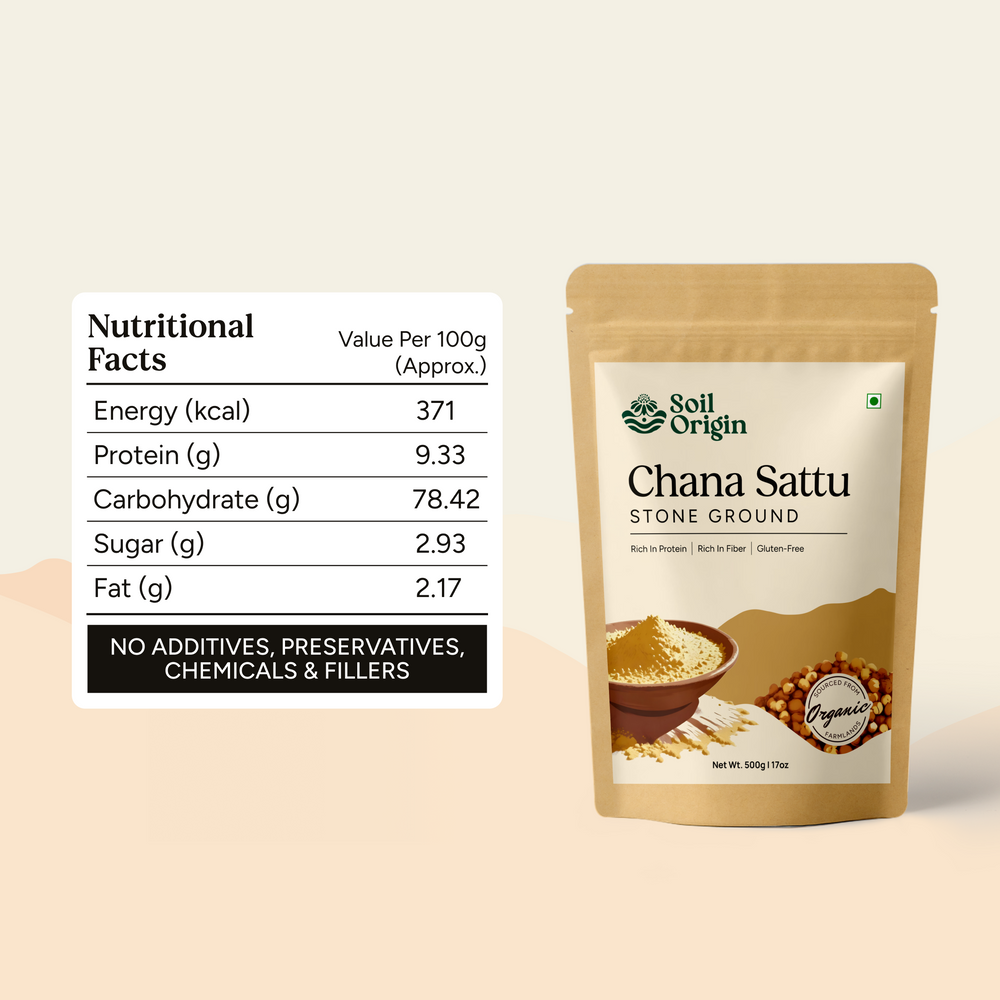 Chana Sattu Atta (Stone Ground) | Pack of 2 | Soil Origin - EarthBased 