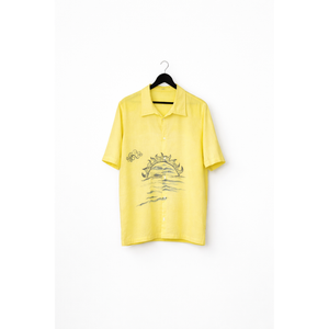 Lime Shirt by JOD, relaxed-fit yellow cotton men's shirt with hand-painted detailing