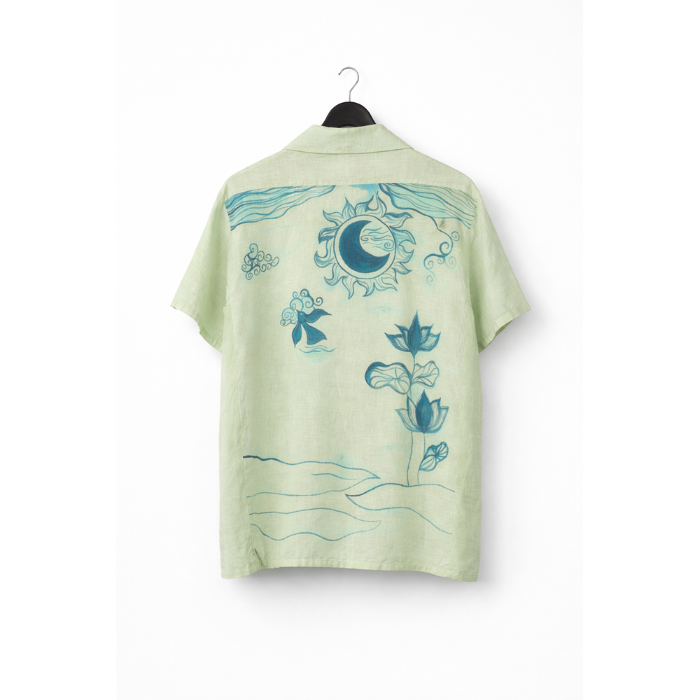 Hara Aakash hand-painted shirt in sea green by JOD