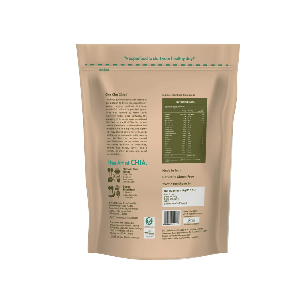 Nourish You ORGANIC RAW BLACK CHIA SEEDS - EarthBased 
