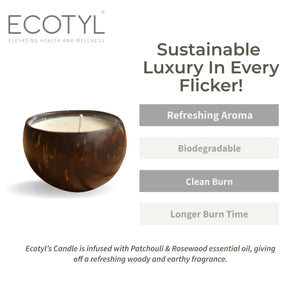Coconut Shell Candle - Patchouli & Rosewood | Ecotyl - EarthBased 