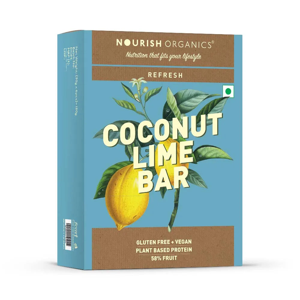 Nourish Organics Coconut Lime Bar, 30g (Pack of 6) - EarthBased 