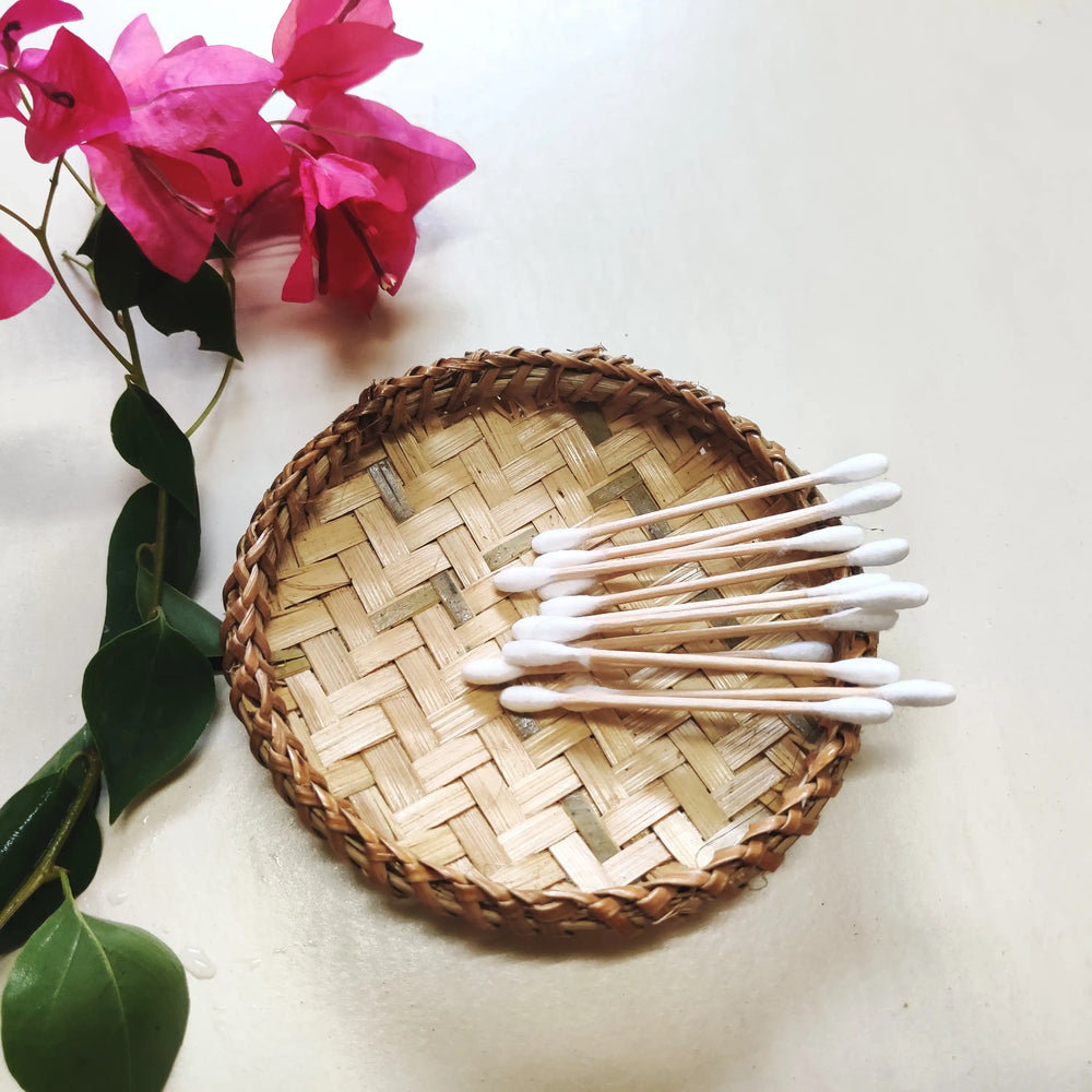 Natural Bamboo Toothbrush - Pack of 2 & Bamboo Earbuds / swabs - Pack of 80 - EarthBased 