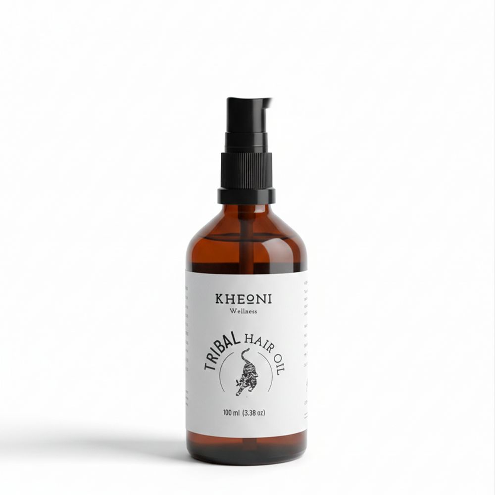 Kheoni Tribal Ayurvedic hair oil bottle